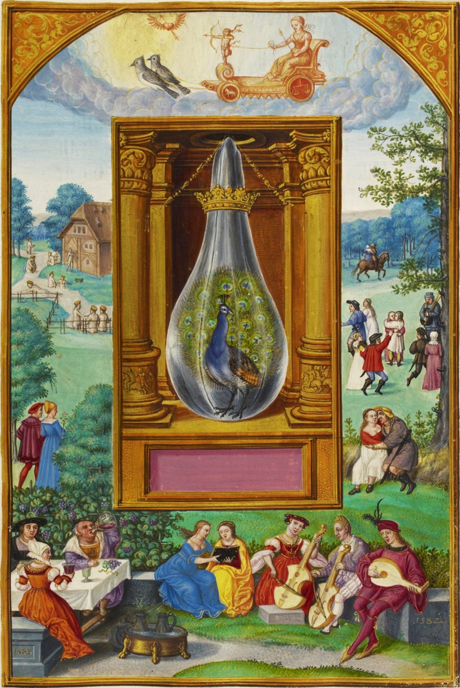 Splendor Solis: the peacock in the alchemical vessel.
